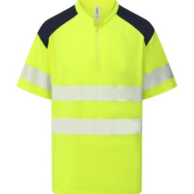 Hi-vis mandarin collar zip neck comfort trim polo (HVJ230) Thumbnail