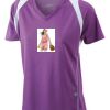  James & Nicholson Ladies' Running-T (paars/wit) Thumbnail