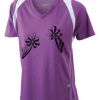  James & Nicholson Ladies' Running-T (paars/wit) Thumbnail