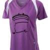  James & Nicholson Ladies' Running-T (paars/wit) Thumbnail