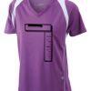  James & Nicholson Ladies' Running-T (paars/wit) Thumbnail