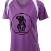  James & Nicholson Ladies' Running-T (paars/wit) Thumbnail
